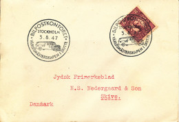 Sweden Cover Special Postmark BILPOSTKONTORET Stockholm 3-8-1947 Sent To Denmark Single Franked - Briefe U. Dokumente