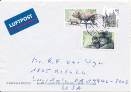 Germany Cover Sent To USA Hamburg 21-8-2001selfadhesive Stamps - Cartas & Documentos