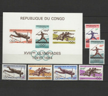 Congo Democratic Republic 1964 Olympic Games Tokyo, Athletics Set Of 6 + S/s MNH - Estate 1964: Tokio