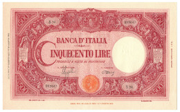 500 LIRE BARBETTI GRANDE C TESTINA RETRO BI RSI 17/08/1944 SUP - Regno D'Italia – Autres