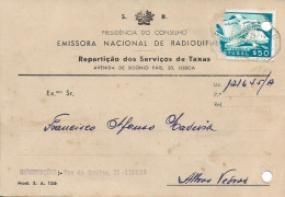 Portugal 1955 , EMISSORA NACIONAL , RADIO Commercial Mail , Perfin E.N.R. Over Damage Stamp - Portugal
