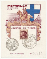 FRANCE => Feuillet Souvenir Illustré DRAIM - Journée Du Timbre 1943 Marseille, 1F Mistral, 10 Octobre 1943 - Cartas & Documentos