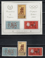 Cyprus 1964 Olympic Games Tokyo, Athletics Set Of 6 + S/s MNH - Verano 1964: Tokio