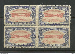 USA 1901 Pan American Exposition 1901 Buffalo & Niagara Advertising Poster Stamp Reklamemarke As 4-block MNH - Nuovi