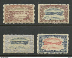 USA 1901 Pan American Exposition 1901 Buffalo & Niagara Advertising Poster Stamps Reklamemarken, 4 Different MNH - Neufs