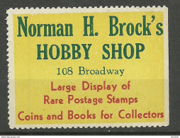 USA Norman H. Brock`s Hobby Shop Broadway Reklamemarke Advertising Poster Stamp MNH - Erinofilia