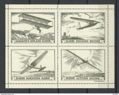 USA 1936 Poster Stamps As 4-block Flugwesen Aviation Air Plane Flugzeug Glider & Biplane MNH - Flugzeuge