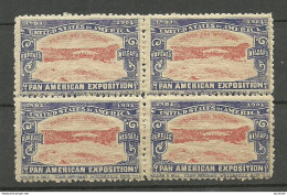 USA 1901 Pan American Exposition 1901 Buffalo & Niagara Advertising Poster Stamp Reklamemarke As 4-block MNH - Ongebruikt