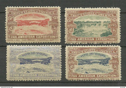 USA 1901 Pan American Exposition 1901 Buffalo & Niagara Advertising Poster Stamps Reklamemarken, 4 Different MNH - Ungebraucht