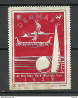 DENMARK USA 1939 New York World Fair Poster Stamp - Erinnophilie