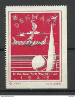 DENMARK USA 1939 New York World Fair Poster Stamp - Erinnofilia