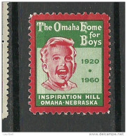 USA 1960 Poster Stamp Omaha Home For Boys Charity Wohlfahrt - Erinofilia