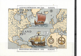 ICELAND 1992 Europa CEPT FDC 500 YEARS OF THE DISCOVERY AMERICA , CHRISTOPHER COLUMBUS MNH - Christophe Colomb