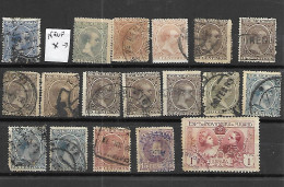 ESPAGNE -18  TRES BEAUX VIEUX TIMBRES DONT 1 NEUF * ET 17 OBLITERES -  PAS EMINCE-DE 1888-89 - Used Stamps