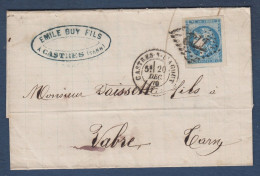Bordeaux N° 45B ( Très Grandes Marges ) Sur Lettre De Castres - Cote 135 € - 1870 Bordeaux Printing
