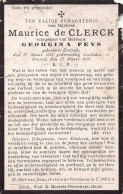 Doodsprentje / Image Mortuaire Maurice De Clerck - Feys Kortrijk Brussel 1872-1919 - Décès