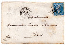 1865  CAD T 15 De FONTAINES Sur SAONE  G C 1538  Envoyée à SALINS - 1849-1876: Période Classique