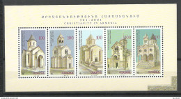 ARMENIEN Armenia 1998 Michel 341 - 345 MNH Kleinbogen Kirchen Churches - Kirchen U. Kathedralen