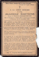 Doodsprentje / Image Mortuaire Julia Gheysens - Rahier Izegem Roeselare 1877-1920 - Obituary Notices
