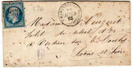 1863  CAD T 15  De CHARENTON Le PONT  G C 896  Envoyée à VERDUN Sur Le DOUBS - 1849-1876: Classic Period