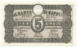 5 LIRE BANCO DI NAPOLI FEDE DI CREDITO 01/10/1870 QFDS - Sonstige & Ohne Zuordnung