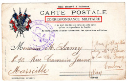 1914  C P Correspondance Militaire  Cachet " MARINE FRANCAISE SERVICE A LA MER " - Covers & Documents