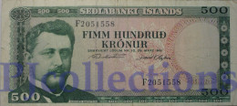 ICELAND 500 KRONUR 1961 PICK 45a VF - Islande