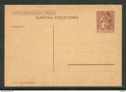 POLEN Poland Polska 1938 Postal Stationery Card Unused - Stamped Stationery