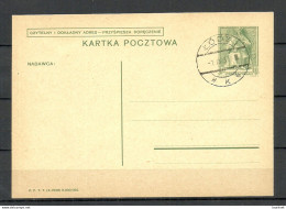 POLEN Poland O 1939 Lodz (BIG Size Cancel) Stationery Card Ganzsache 10 Gr. Stamped But Not Postally Used - Postwaardestukken