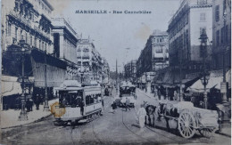 Cpa 1920 MARSEILLE Rue Canebiere - Attelage, Tramway - BAA01 - Canebière, Centro