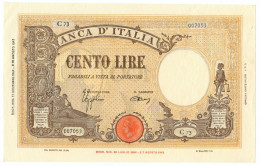 100 LIRE BARBETTI GRANDE B GIALLO TESTINA RETRO BI RSI 11/11/1944 SUP - Andere