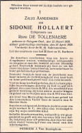 Doodsprentje / Image Mortuaire Sidonie Hollaert - De Tollenaere - Petegem 1859-1938 - Décès