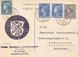 Luxembourg. Nice Postcard (stationary) With Add.franking. Motif Heraldique Luxembourgeoise, 1953 - Stamped Stationery