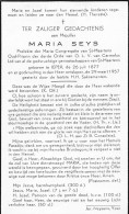 Doodsprentje / Image Mortuaire Maria Seys - Ieper 1877-1957 - Todesanzeige