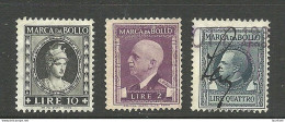 ITALIA ITALY 1920ies Revenue Marca Da Bollo Tax Taxe Steuermarken, 3 Pcs, Mint & Used - Fiscali