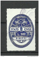 ITALIA ITALY Comune Di Milano Local Tax Stamp Stato Civile 500 L. O - Sin Clasificación