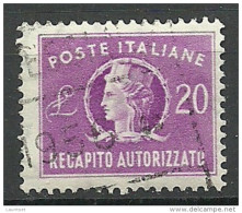 ITALIA ITALY Revenue Tax Fiscal Recapito Autorizzato 20 Lire O - Revenue Stamps