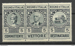 ITALIA ITALY Kingdom Tassa Di Transporto Revenue Tax Fiscal 3-Stripe MNH/MH - Revenue Stamps