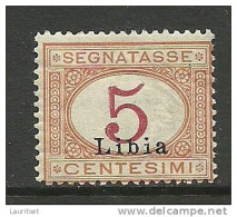 LIBIA ITALY 1914 Postage Due Revenue Tax Segnatasse Stamp 5 C. * - Libyen