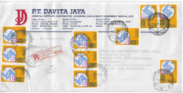 Postzegels > Azië > Indonesië>aangetekende Luchtpostbrief  Met 10 Postzegels  (17805) - Indonésie