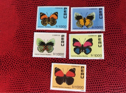 PÉROU PERU 1989 5v Neuf MNH ** Mi 1419 1423 Farfalle Papillons Butterflies Mariposas Schmetterlingef - Vlinders