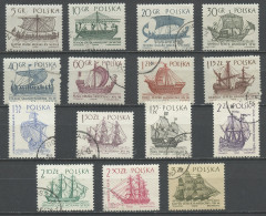 Pologne - Poland - Polen 1963-64 Y&T N°1241 à 1255 - Michel N°1384 à 1388+ 1465 à 1472 (o) - Navigation à Voile - Used Stamps