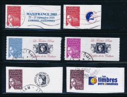 France 2004 - 3729Ab+Ac , 3729B, 3729C, 3729D Six Timbres Adhésifs  Marianne Du 14 Juillet Personnalisé - Oblitéré - Used Stamps