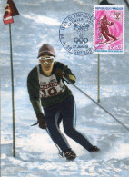 Carte Maximum - Jeux Olympiques De Grenoble 27 Janvier 1968 - 1960-1969