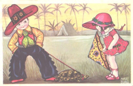 Margret Boriss:Cowboy Have Turtle Pet, Girl With Sunshade, Pre 1931 - Boriss, Margret