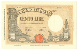 100 LIRE BARBETTI GRANDE B GIALLO TESTINA FASCIO 09/12/1942 SUP+ - Regno D'Italia – Other