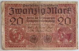 Germany 20 Mark 20.02.1918 Banknote P-57 Circulated With Fold - 20 Mark