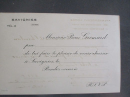 PIERRE GROMARD SAVIGNIES OISE FAIRE PART INVITATION CHASSE - Other & Unclassified