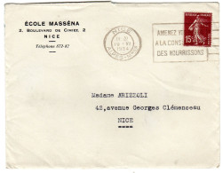 1934  "  ECOLE MASSENA à NICE " - Brieven En Documenten