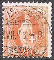 Schweiz Suisse 1901:14 Vertikalzähne Dents KZ II Zu 66E Mi 58YD Yv 71 (20c) Mit ⊙ LUGANO ?.VII.03 LETTERE (Zu CHF 2.50) - Used Stamps